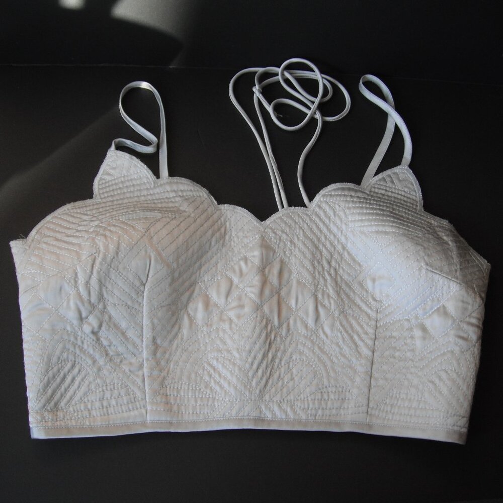 Zara Womens Crop Bra Top Corset Sz - M Strappy Back Gray New